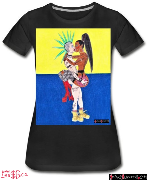 PREMIUM ORGANIC Womens T-Shirt Edgy Chicks Making Out - SatansSchlongs.com
